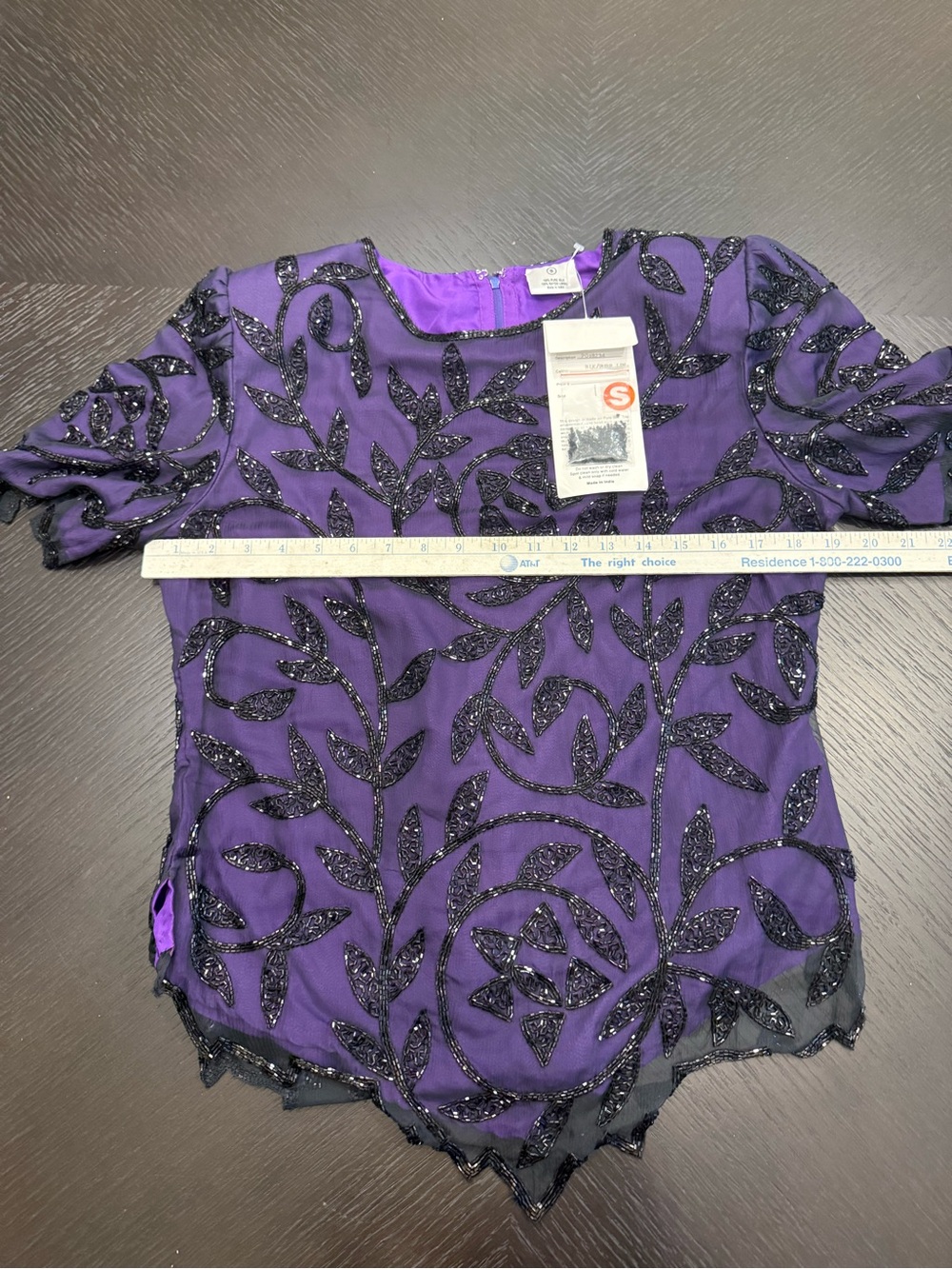 Hand beaded silk top